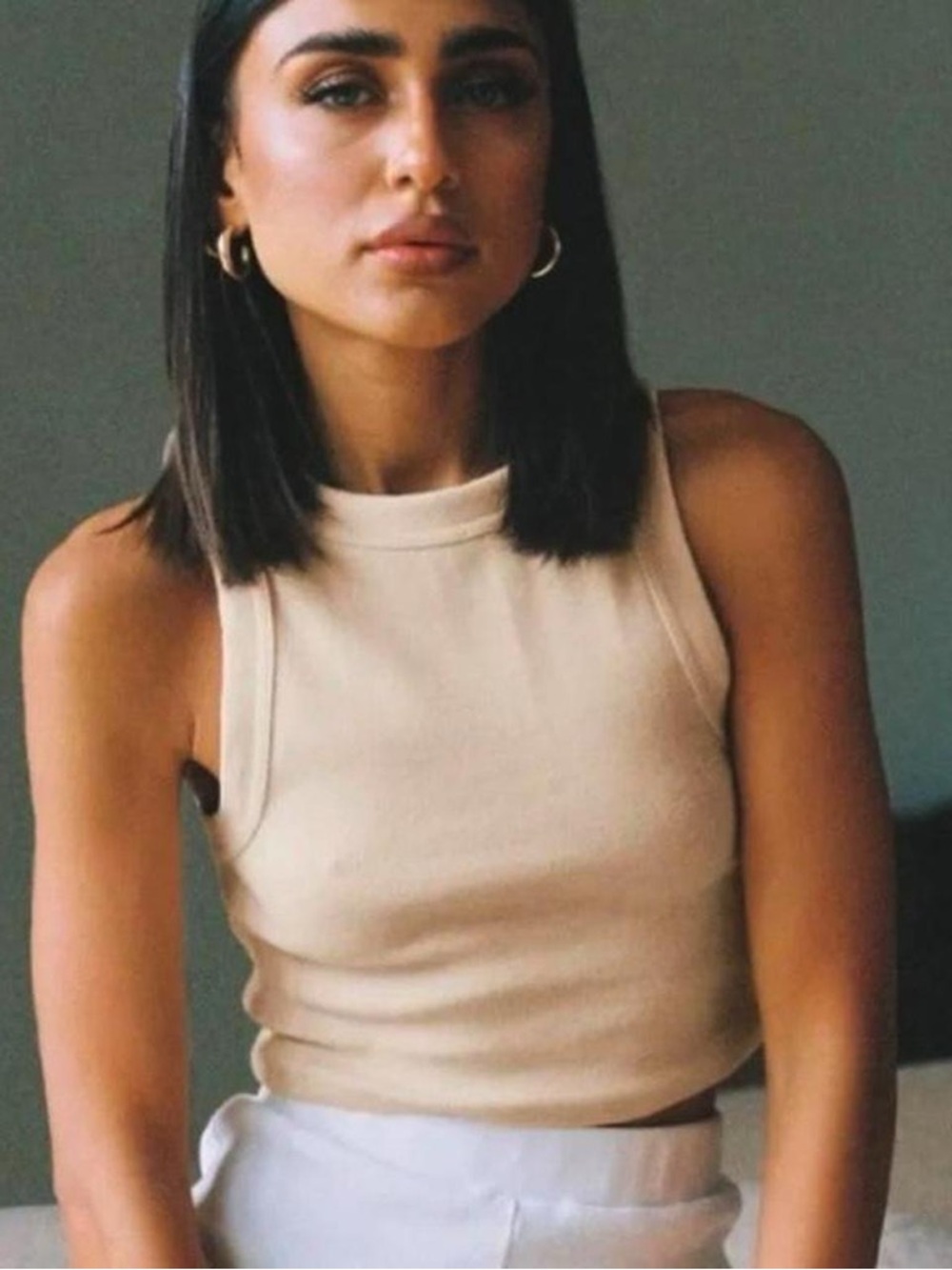 Princess Polly Organic Tan Ribbed Crop Top